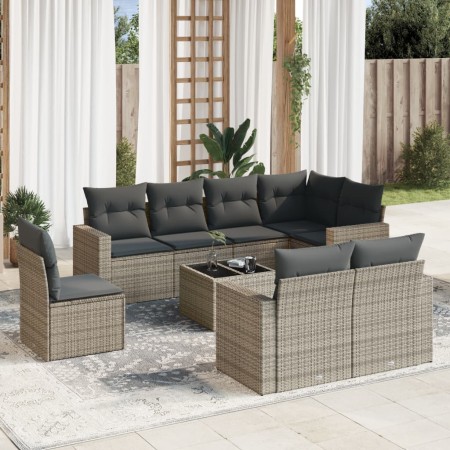 Set de muebles de jardín 9 pzas y cojines ratán sintético gris de , Sofás modulares de exterior - Ref: Foro24-3251587, Precio...