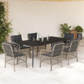 Garten-Essgruppe 7-teilig und hellgraue Kissen aus synthetischem Rattan von , Gartensets - Ref: Foro24-3212171, Preis: 755,99...