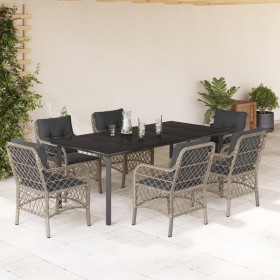 Garten-Essgruppe 7-teilig und hellgraue Kissen aus synthetischem Rattan von , Gartensets - Ref: Foro24-3212178, Preis: 786,90...