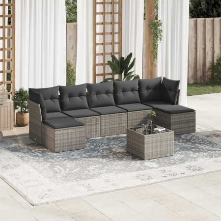 8-teiliges Gartensofa-Set und graue synthetische Rattankissen von , Gartensets - Ref: Foro24-3249879, Preis: 465,16 €, Rabatt: %