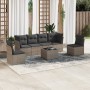 7-piece garden sofa set with gray PE rattan cushions by , Garden sets - Ref: Foro24-3249219, Price: 422,58 €, Discount: %