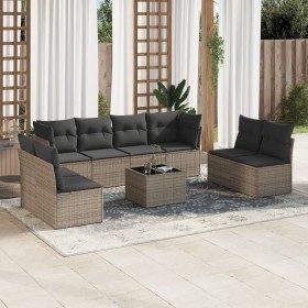 9-piece garden furniture set and gray synthetic rattan cushions by , Garden sets - Ref: Foro24-3249299, Price: 531,06 €, Disc...