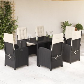 Set de comedor de jardín 7 pzas y cojines ratán sintético negro de , Conjuntos de jardín - Ref: Foro24-3212199, Precio: 902,9...