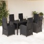 Set de comedor de jardín 7 pzas y cojines ratán sintético negro de , Conjuntos de jardín - Ref: Foro24-3212209, Precio: 1,00 ...