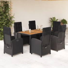 Set de comedor de jardín 7 pzas y cojines ratán sintético negro de , Conjuntos de jardín - Ref: Foro24-3212235, Precio: 985,6...