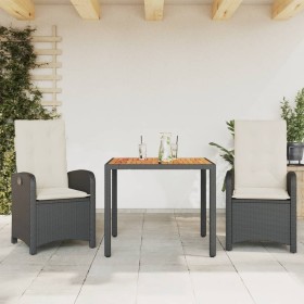 Set comedor de jardín 3 pzas con cojines ratán sintético negro de , Conjuntos de jardín - Ref: Foro24-3212221, Precio: 368,99...