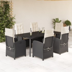 7-teiliges Garten-Essset und schwarze Kissen aus synthetischem Rattan von , Gartensets - Ref: Foro24-3212307, Preis: 889,77 €...