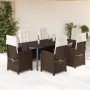 Set comedor de jardín 7 pzas con cojines ratán sintético marrón de , Conjuntos de jardín - Ref: Foro24-3212347, Precio: 1,00 ...