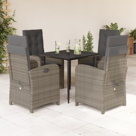 5-teiliges Garten-Essset mit grauen Kissen aus synthetischem Rattan von , Gartensets - Ref: Foro24-3212351, Preis: 744,21 €, ...