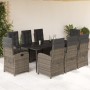 Garden dining set 9 pieces and gray synthetic rattan cushions by , Garden sets - Ref: Foro24-3212358, Price: 1,00 €, Discount: %