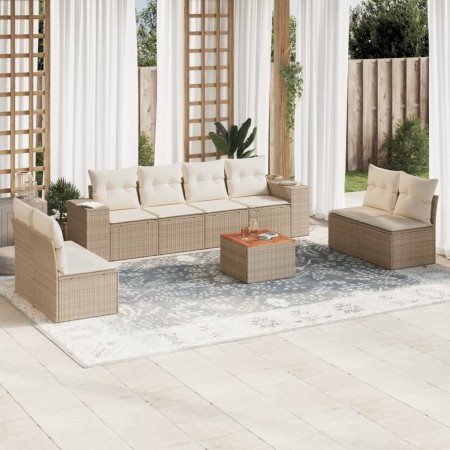 9-teiliges Gartensofa-Set mit beigen synthetischen Rattankissen von , Gartensets - Ref: Foro24-3257738, Preis: 657,74 €, Raba...