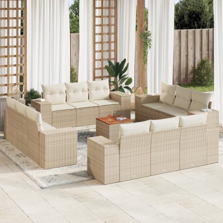 Gartensofa-Set mit Kissen, 13-teilig, beiges synthetisches Rattan von , Gartensets - Ref: Foro24-3257710, Preis: 1,00 €, Raba...