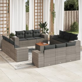 Garden sofa set with cushions 13 pieces gray synthetic rattan by , Garden sets - Ref: Foro24-3257712, Price: 1,00 €, Discount: %