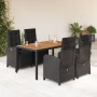 5-teiliges Gartenmöbel-Set mit schwarzen synthetischen Rattankissen von , Gartensets - Ref: Foro24-3212476, Preis: 727,38 €, ...