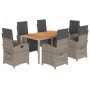 Garden dining set 7 pieces and gray synthetic rattan cushions by , Garden sets - Ref: Foro24-3212483, Price: 1,00 €, Discount: %