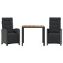 Table and chairs with cushions 3 pieces black synthetic rattan by , Garden sets - Ref: Foro24-3212474, Price: 425,71 €, Disco...