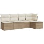 Garden sofa set with cushions 5 pieces beige synthetic rattan by , Garden sets - Ref: Foro24-3249357, Price: 340,34 €, Discou...