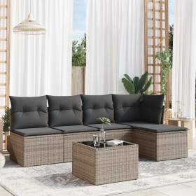 6-piece garden furniture set and gray synthetic rattan cushions by , Garden sets - Ref: Foro24-3249369, Price: 345,78 €, Disc...