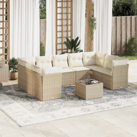 Gartensofa-Set mit beigen Kissen, 10-teilig, synthetisches Rattan von , Gartensets - Ref: Foro24-3249977, Preis: 774,29 €, Ra...