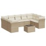 Gartensofa-Set mit beigen Kissen, 10-teilig, synthetisches Rattan von , Gartensets - Ref: Foro24-3249977, Preis: 774,29 €, Ra...