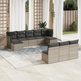 10-teilige Gartensofagarnitur mit grauen synthetischen Rattankissen von , Gartensets - Ref: Foro24-3250129, Preis: 555,85 €, ...