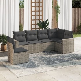 Set de muebles de jardín 6 pzas y cojines ratán sintético gris de , Sofás modulares de exterior - Ref: Foro24-3251367, Precio...