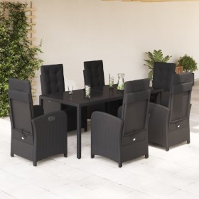 Set de comedor de jardín 7 pzas y cojines ratán sintético negro de , Conjuntos de jardín - Ref: Foro24-3212460, Precio: 1,00 ...