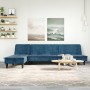 L-förmiges Schlafsofa aus blauem Samt, 255 x 140 x 70 cm von , Sofas - Ref: Foro24-3157259, Preis: 372,34 €, Rabatt: %