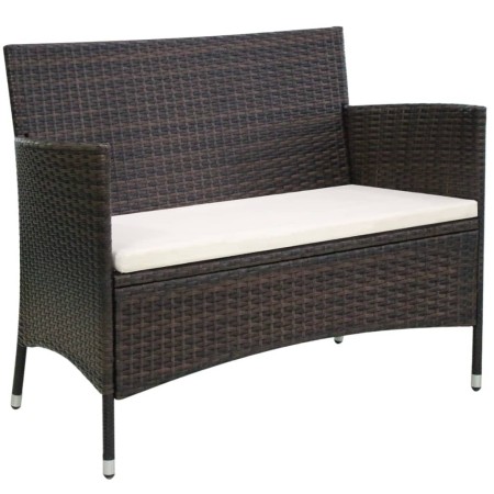 Garden bench 106 cm brown synthetic rattan by , garden benches - Ref: Foro24-42581, Price: 111,99 €, Discount: %