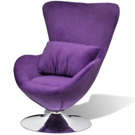 Swivel egg armchair with small purple velvet cushion by , Armchairs - Ref: Foro24-241177, Price: 241,20 €, Discount: %