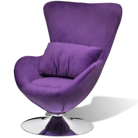 Sillón egg giratorio con cojín pequeño terciopelo morado de , Sillones - Ref: Foro24-241177, Precio: 241,20 €, Descuento: %