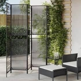 5-panel black synthetic rattan screen by , Room dividers - Ref: Foro24-365396, Price: 139,49 €, Discount: %