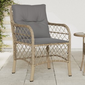 Garden armchairs with cushions 2 units beige synthetic rattan mix by , Garden chairs - Ref: Foro24-365157, Price: 199,07 €, D...