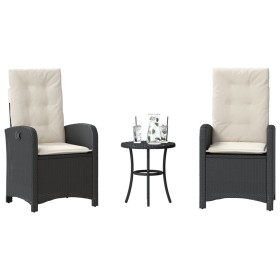 Table and chairs with cushions 3 pieces black synthetic rattan by , Garden sets - Ref: Foro24-365176, Price: 307,69 €, Discou...