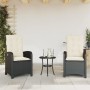 Table and chairs with cushions 3 pieces black synthetic rattan by , Garden sets - Ref: Foro24-365176, Price: 307,69 €, Discou...