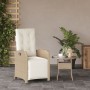 Garden recliner with footrest in beige PE rattan by , Garden chairs - Ref: Foro24-365188, Price: 190,24 €, Discount: %