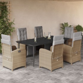 7-teiliges Garten-Essset mit beigen Kissen aus synthetischem Rattan von , Gartensets - Ref: Foro24-3212589, Preis: 1,00 €, Ra...