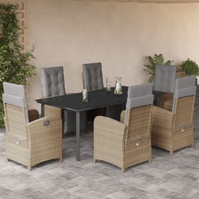 7-teiliges Garten-Essset mit beigen Kissen aus synthetischem Rattan von , Gartensets - Ref: Foro24-3212596, Preis: 1,00 €, Ra...