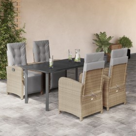 Set comedor de jardín 5 pzas con cojines ratán sintético beige de , Conjuntos de jardín - Ref: Foro24-3212594, Precio: 913,99...