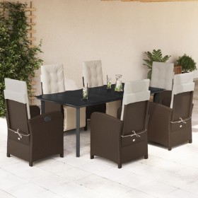 Set comedor de jardín 7 pzas con cojines ratán sintético marrón de , Conjuntos de jardín - Ref: Foro24-3212554, Precio: 1,00 ...