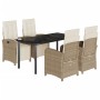 Set comedor de jardín 5 pzas con cojines ratán sintético beige de , Conjuntos de jardín - Ref: Foro24-3212580, Precio: 760,29...