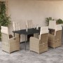 Set comedor de jardín 7 pzas con cojines ratán sintético beige de , Conjuntos de jardín - Ref: Foro24-3212575, Precio: 1,00 €...