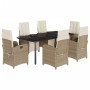 Set comedor de jardín 7 pzas con cojines ratán sintético beige de , Conjuntos de jardín - Ref: Foro24-3212582, Precio: 1,00 €...