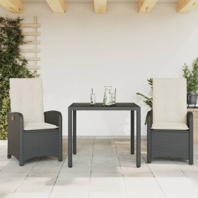 Set comedor de jardín 3 pzas con cojines ratán sintético negro de , Conjuntos de jardín - Ref: Foro24-3212194, Precio: 312,99...