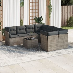 9-piece garden furniture set and gray synthetic rattan cushions by , Garden sets - Ref: Foro24-3249159, Price: 593,98 €, Disc...