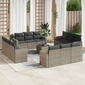 Set sofás de jardín con cojines 13 piezas ratán sintético gris de , Sofás modulares de exterior - Ref: Foro24-3251117, Precio...