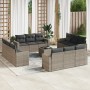 Gartensofa-Set mit Kissen, 13-teilig, graues synthetisches Rattan von , Modulare Sofas für den Außenbereich - Ref: Foro24-325...