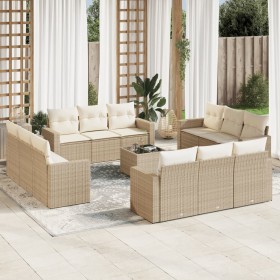 Gartensofa-Set mit Kissen, 13-teilig, beiges synthetisches Rattan von , Modulare Sofas für den Außenbereich - Ref: Foro24-325...