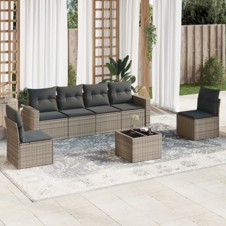 7-teiliges Gartensofa-Set mit grauen PE-Rattan-Kissen von , Modulare Sofas für den Außenbereich - Ref: Foro24-3251157, Preis:...