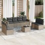 9-teiliges Gartenmöbel-Set und graue synthetische Rattankissen von , Modulare Sofas für den Außenbereich - Ref: Foro24-325119...